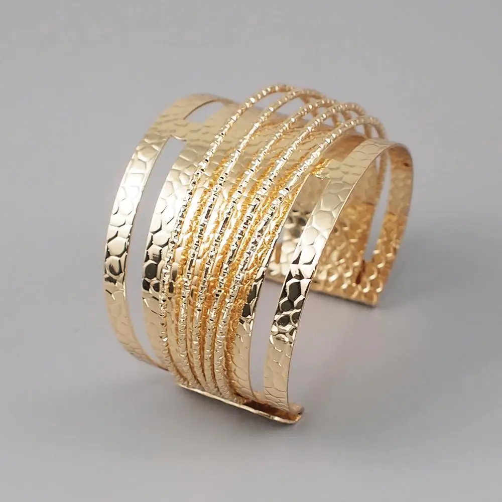 Простые браслеты HANSIDON на запястье с блестящей шероховатой поверхностью, позолоченные металлические массивные модные ювелирные изделия, оптовая продажа