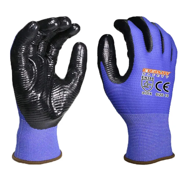 ENTE SAFETY Oil Resistant Safety Black Distributor Chemical Nitrile Coated Hand Protective Work Gloves