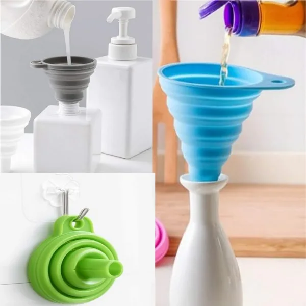 Best Selling Kitchen Funnel Tool Heat Resistant Food Grade Foldable Oil Funnel Silicone Funnel For Liquid Kitchen gadgets tools