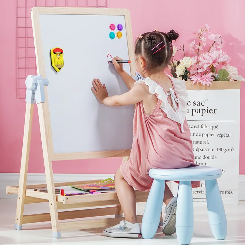 Wholesale Children Wooden Double-Sided Kids Easel with Storage -Ideal for Arts & Crafts Homeschooling Drawing