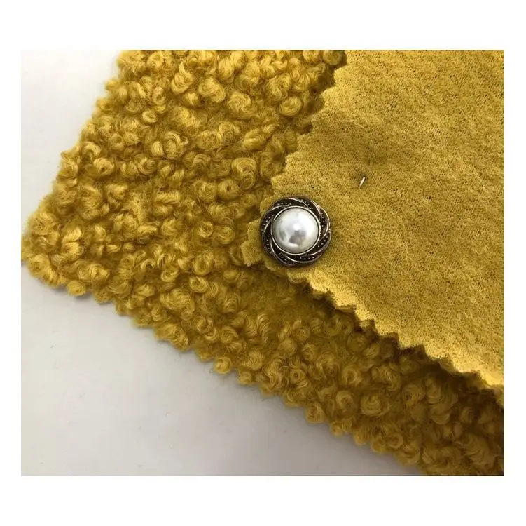 Customized color 100% polyester boucle knit wool look polyester fabric