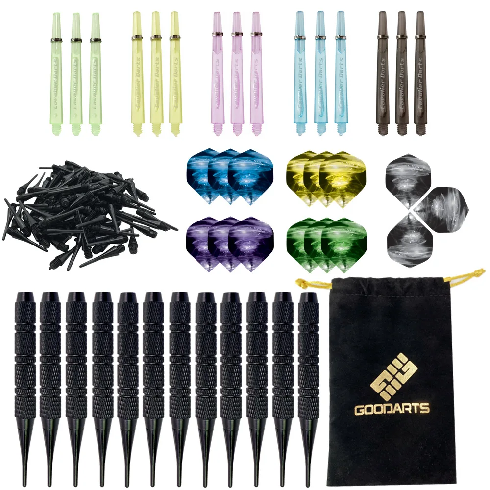 Darts Plastic Tip Professional Soft Tip Darts Set for Electronic Dartboard 12 Pcs with 100 Extra Tips 15 Shafts 15  Flights