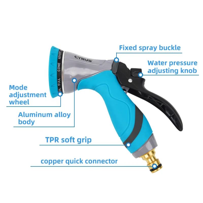 2021 Hot High Pressure Power Stretchy Aluminium Garden Water Gun Hose Nozzle