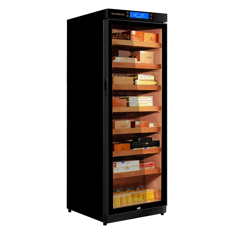 Factory Direct Offer Premium natural wooden constant humidity &temperature cigar humidor cabinet