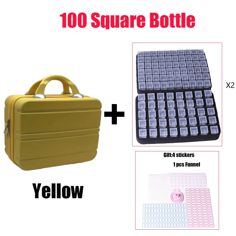 100 Square Bottles Container Bag Jewelry Box Cosmetic Bag Diamond Painting Storage Box Accessories Tools Carry Case