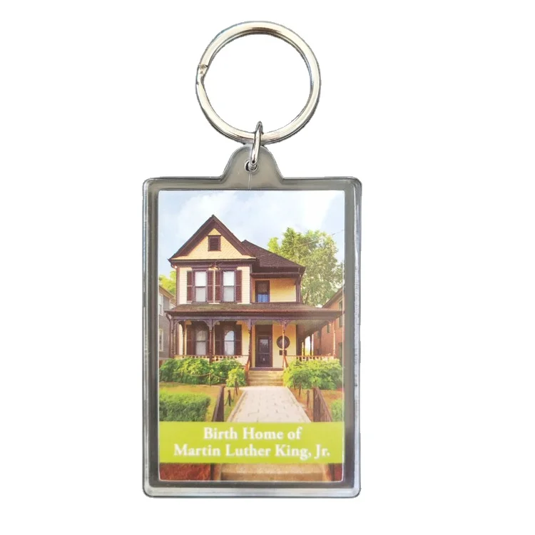 Customized Promotion Souvenir Acrylic Plastic  Keychain with Digital Photo Number Pattern for Tourist Gifts Key Usage