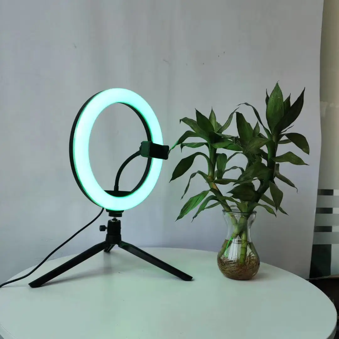 
LED Studio Camera Photo Phone Video Light Lamp With Tripods Selfie Stick Ring Table Fill Light bower ring light 