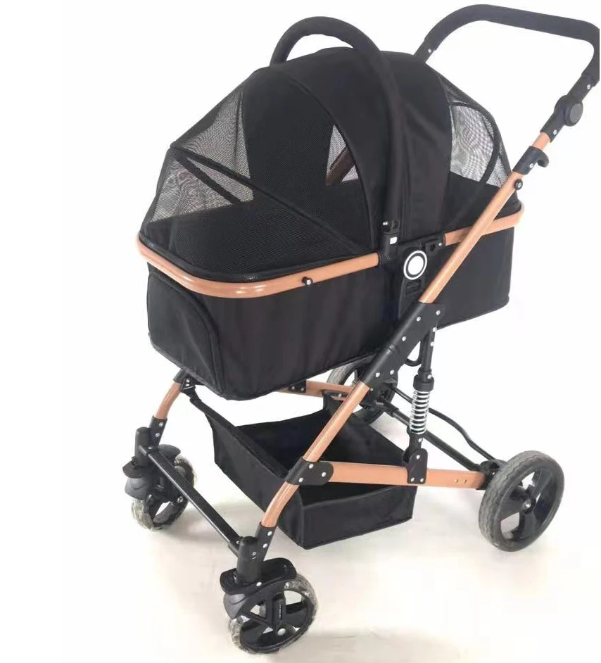 High landscape wholesale pet carrier stroller easy traveling dog pram pushchair with luxury carrycot