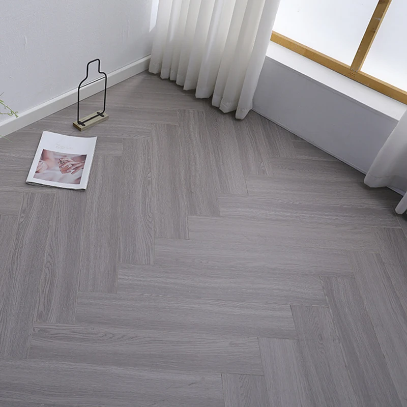 2024 China Popular Gray Herringbone Engineering Wood Flooring Simple Indoor Style Solid Wood Leather Click Modern Elegant