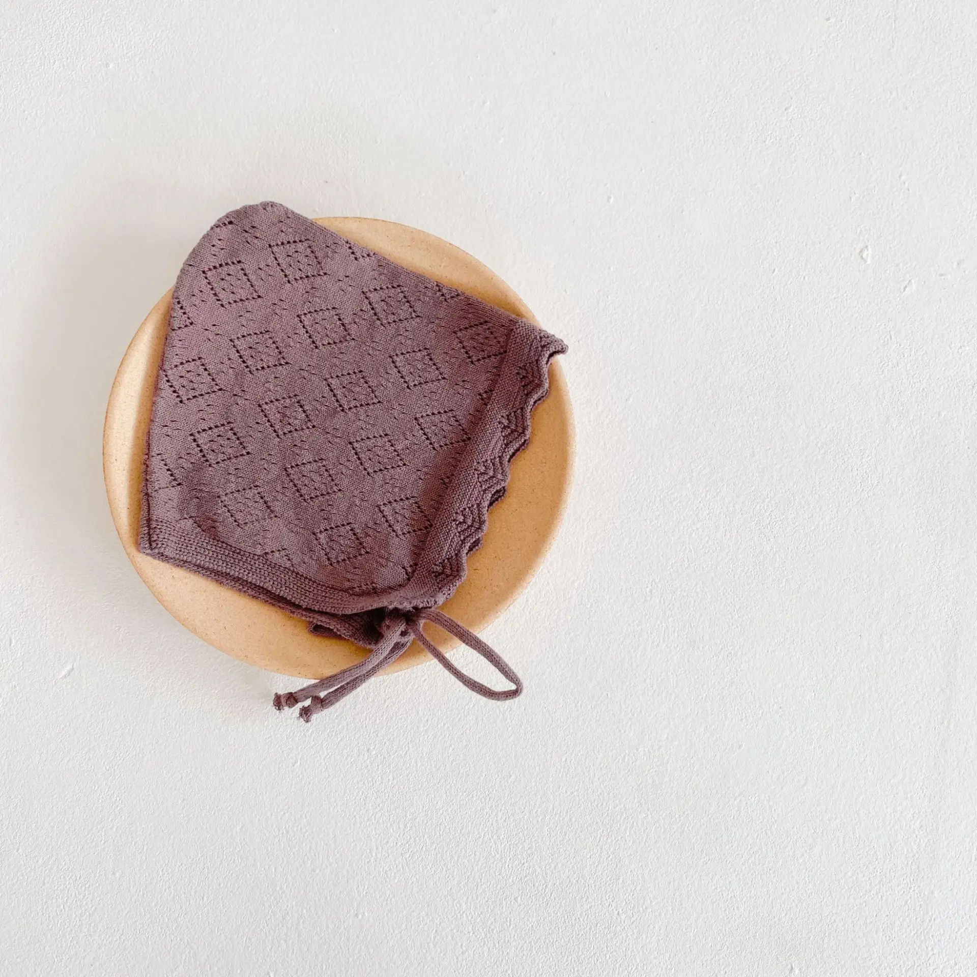 Newborn Lace Up Hat New Jacquard Solid Baby Girl Princess Hat