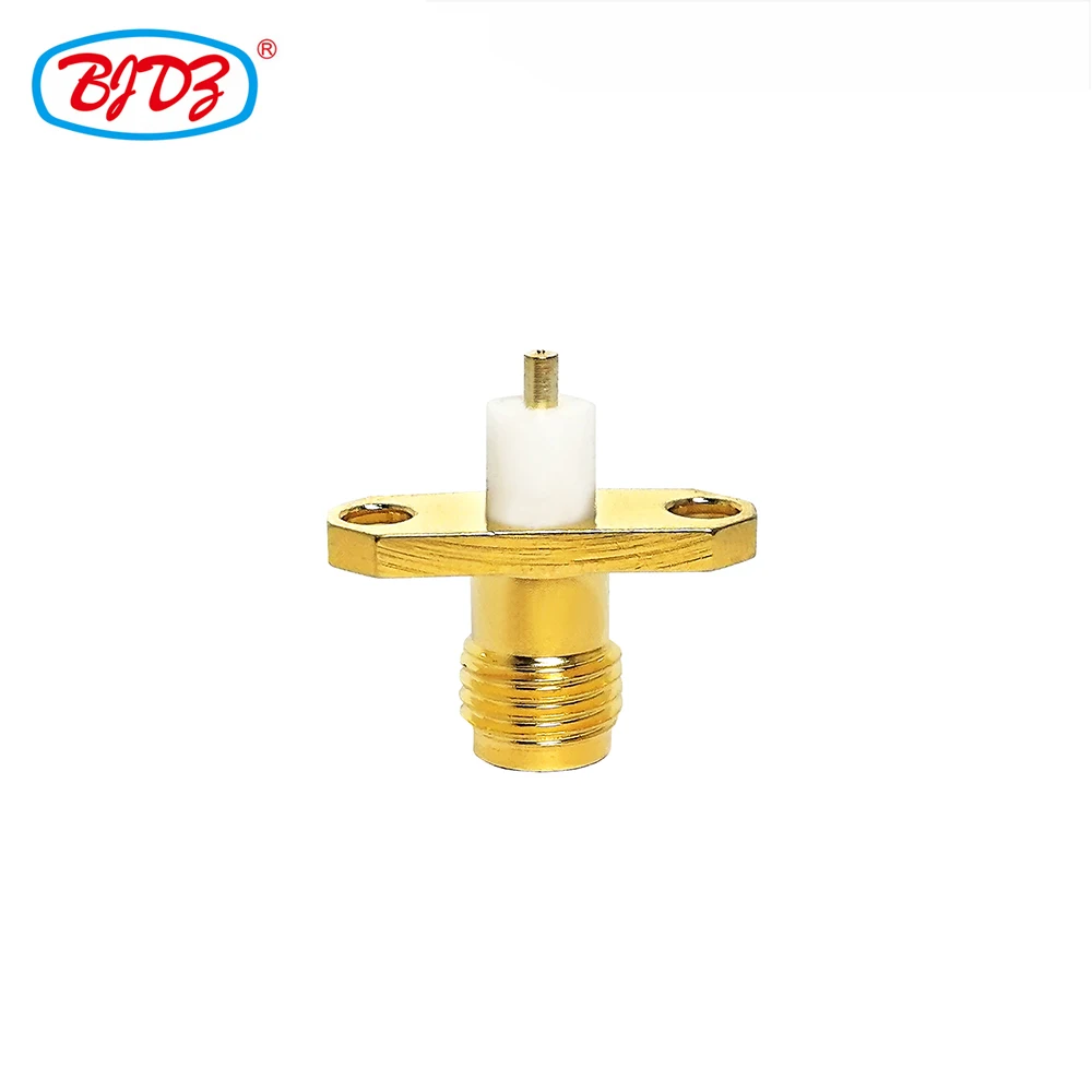 RP SMA female 2 hole solder flange connector