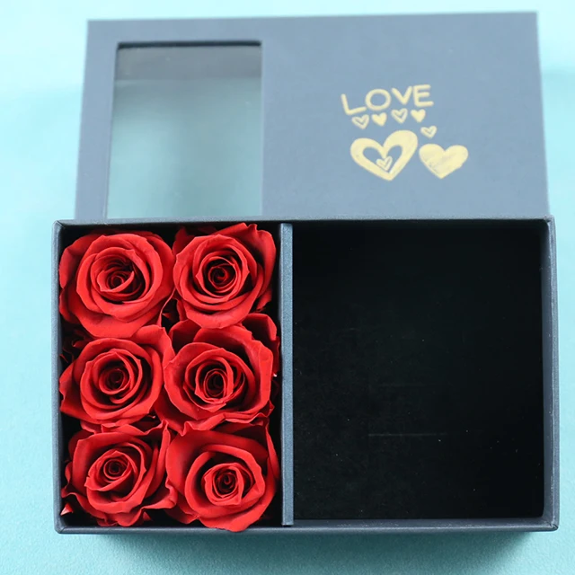 wholesale every love preserved eternal red roses in acrylic box with love you necklace forever flower gift for valentines