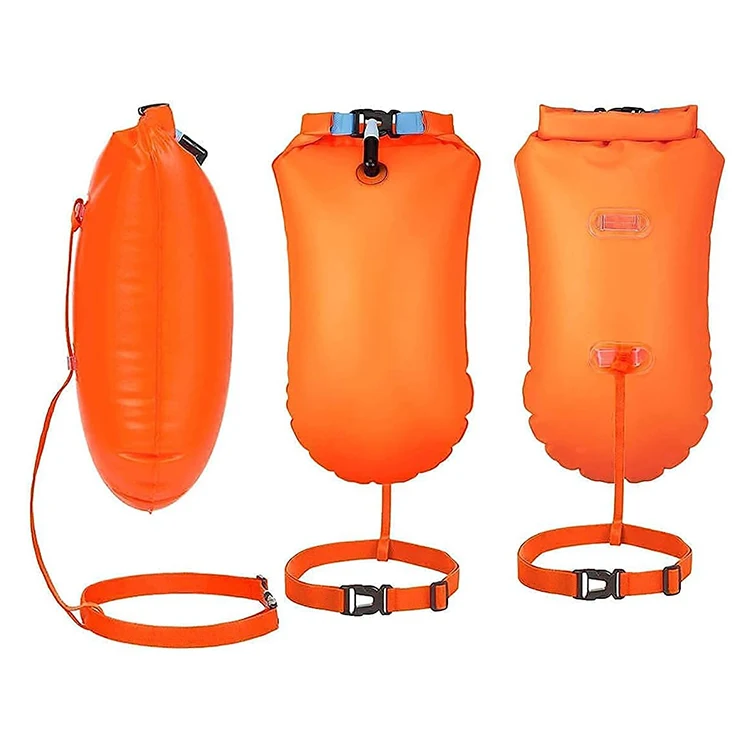 Orange/Yellow Open Water Sea Durable Swimming Floating PVC Dry Buoy Bag Inflatable Life Buoy