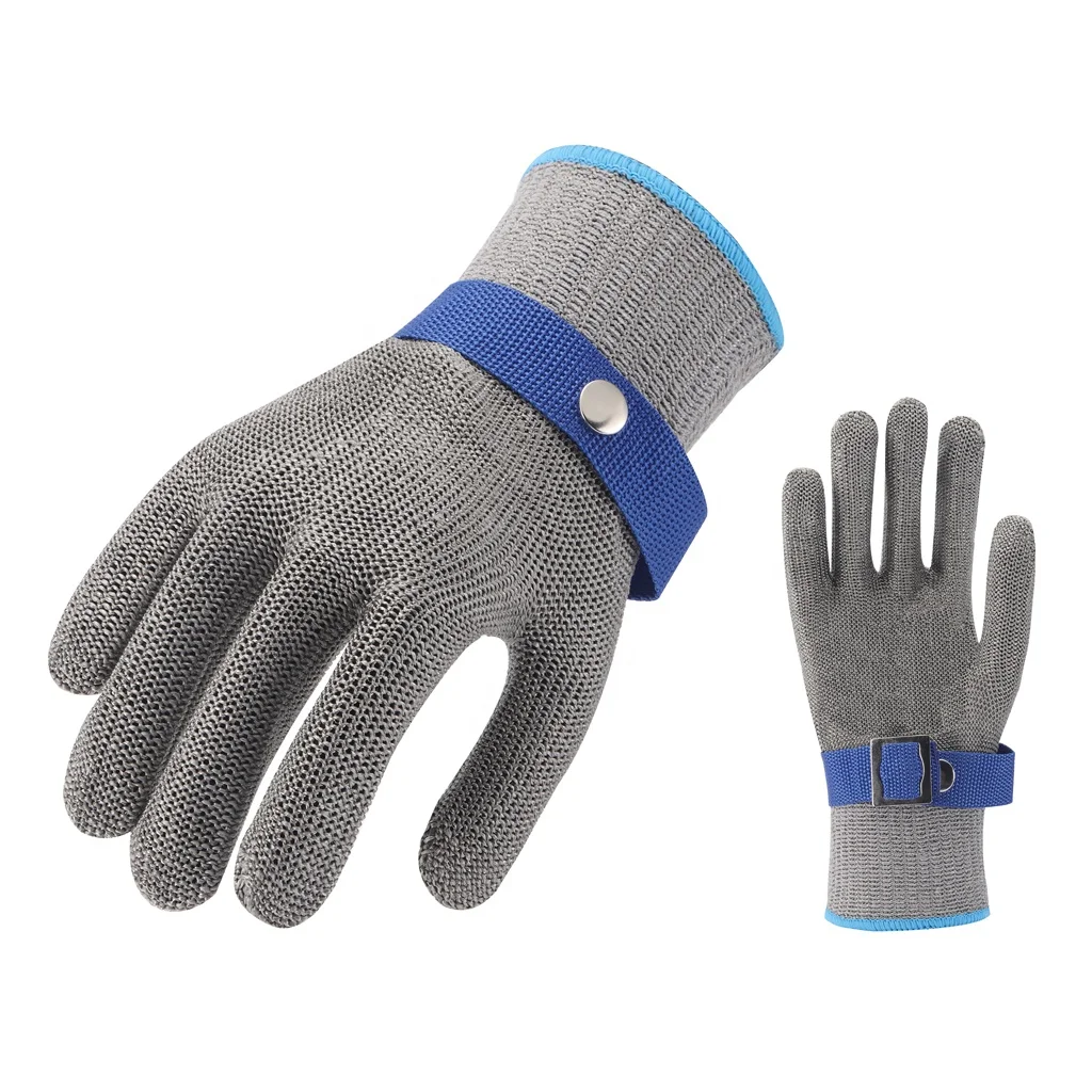 Factory Custom Upgraded  ANSI A9 Cut Resistant Antibacterial HPPE Stainless Steel Wire Gloves