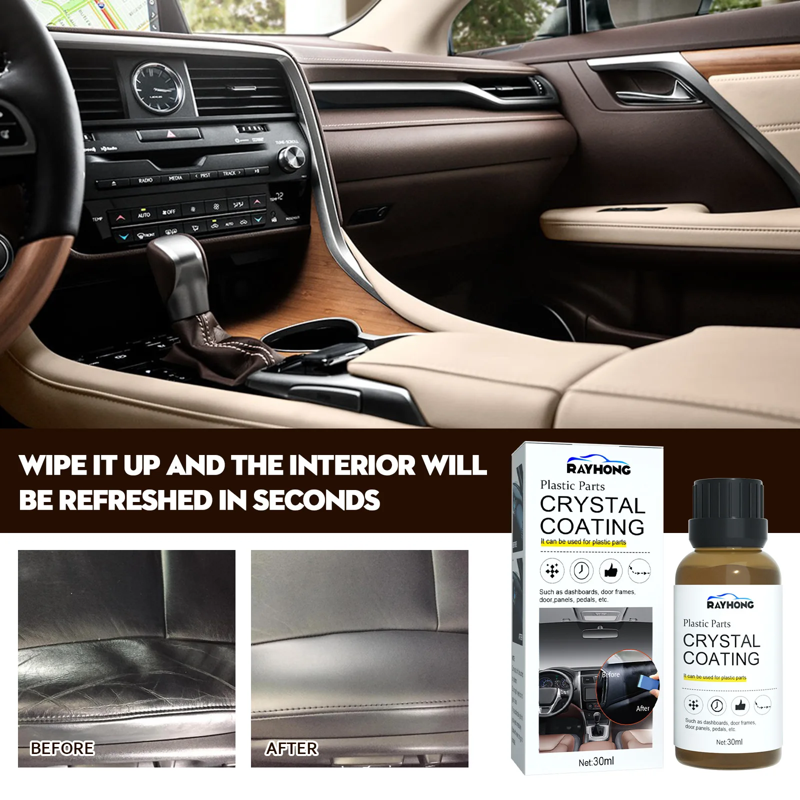 Rayhong Automobile Plastic Coating Agent Brightening Nano Crystal Coating Waterproof Crystal Coating For Plastics