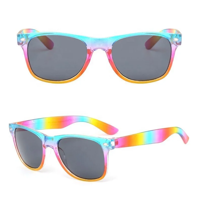 Hot Sales AC Lenses UV400 Promotional Plastic Rainbow Color Frame Cheap Sunglasses 2021