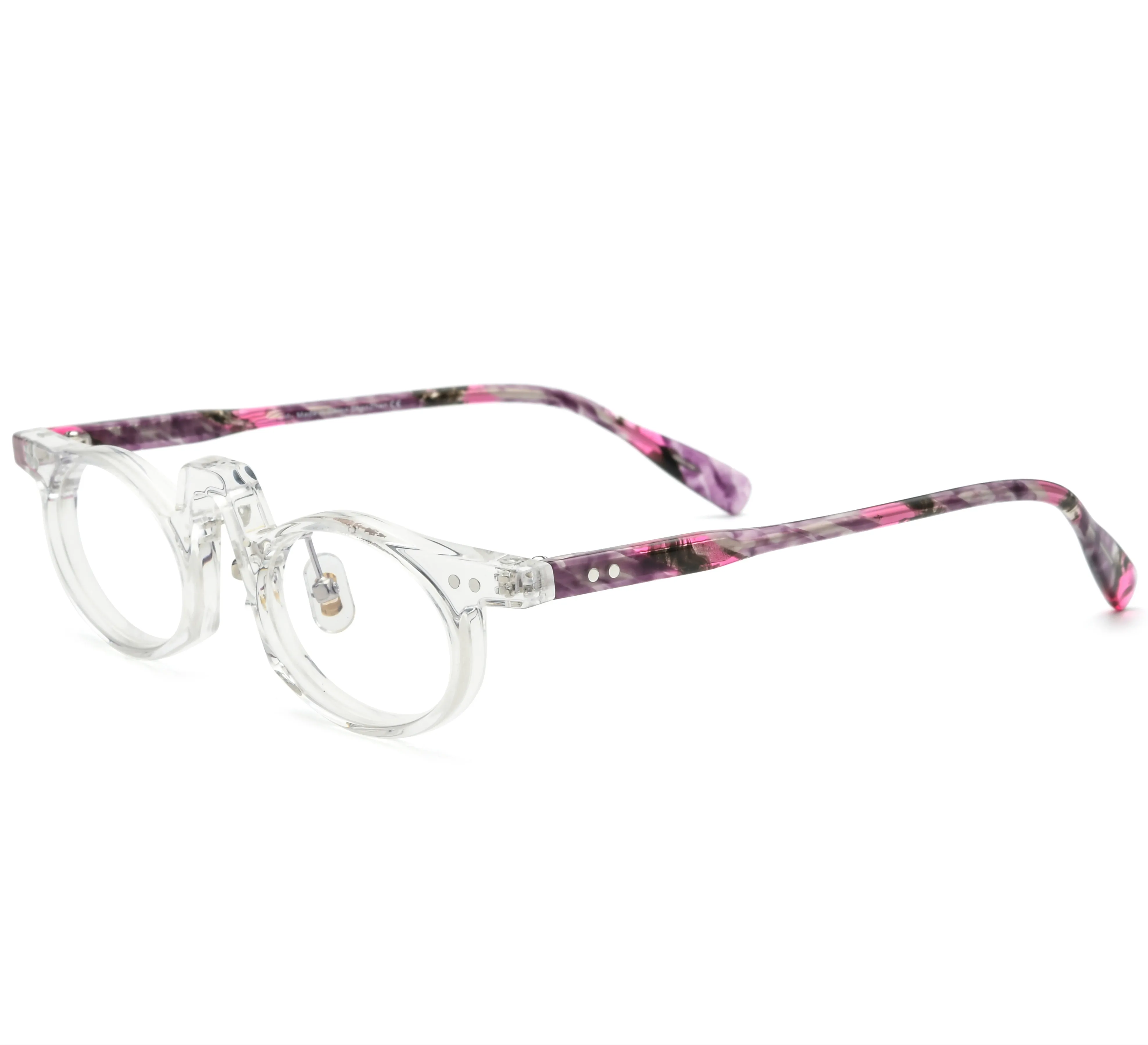 Shiny tortoiseshell color stitched glasses frame