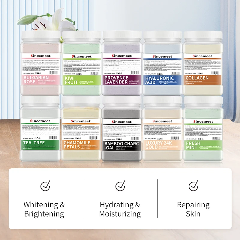 Natural Whitening Moisturizing Kiwi Rose Petal Jellymask Jelly Powder Hydro Mask Facial Mask