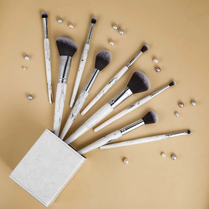 Gracedo Oem Premium Soft Makeup Brushes Marble Marble Makeup Brush Set With Bag