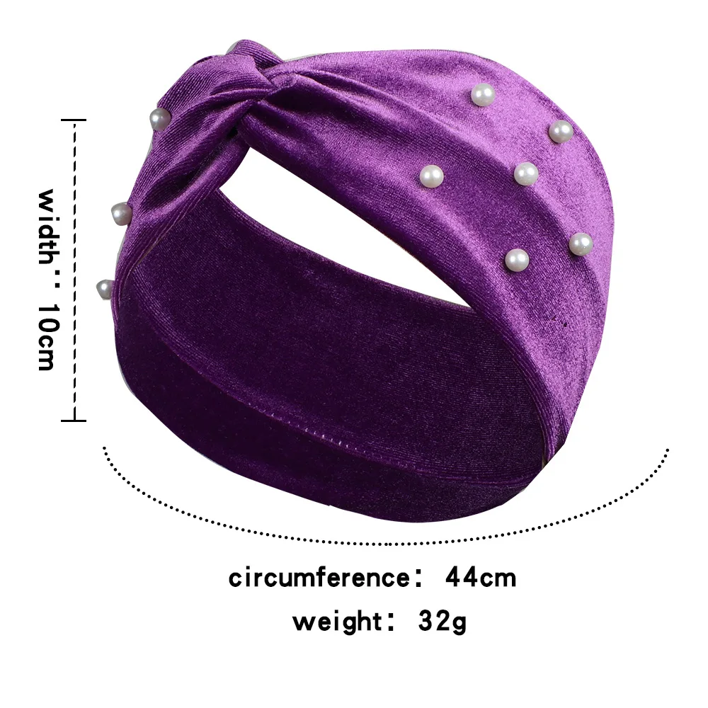Pearl Knitted Cross Headbands For Women Girls Handmade Hair Accessories Autumn Winter Headwear Ear Warmer Elastic Hair band