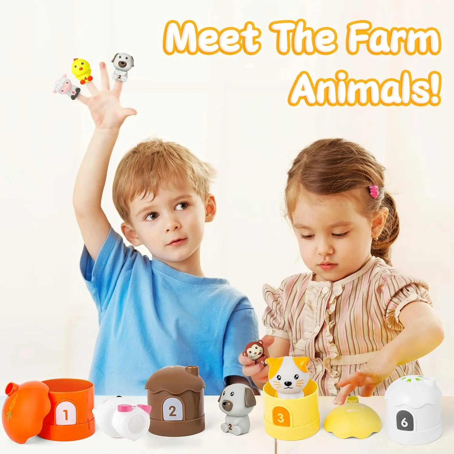 12 PCS Farm Animals Set Toys Learning Farm Animal Toys Counting &Matching Baby Educational Toys Montessori for Kids Toddlers