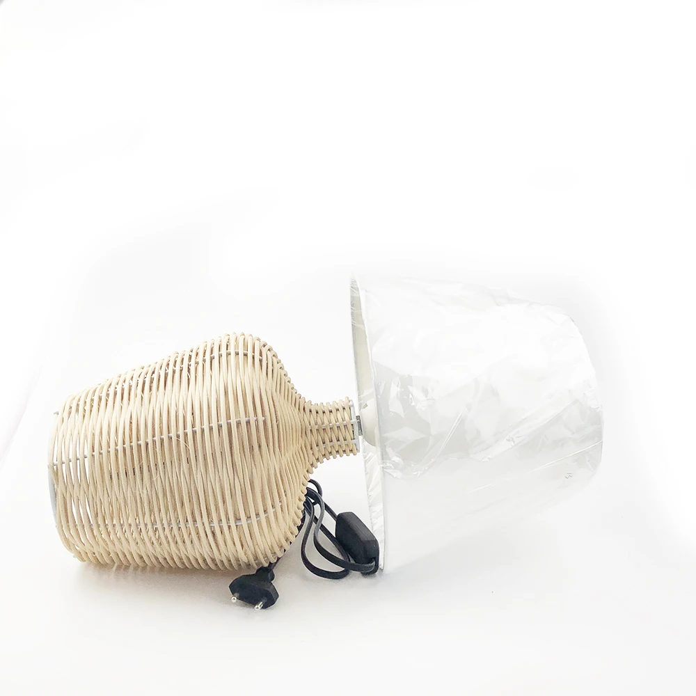 High Quality Rattan Pvc And Cloth Led Decorative Luxury Classic Table Lamp