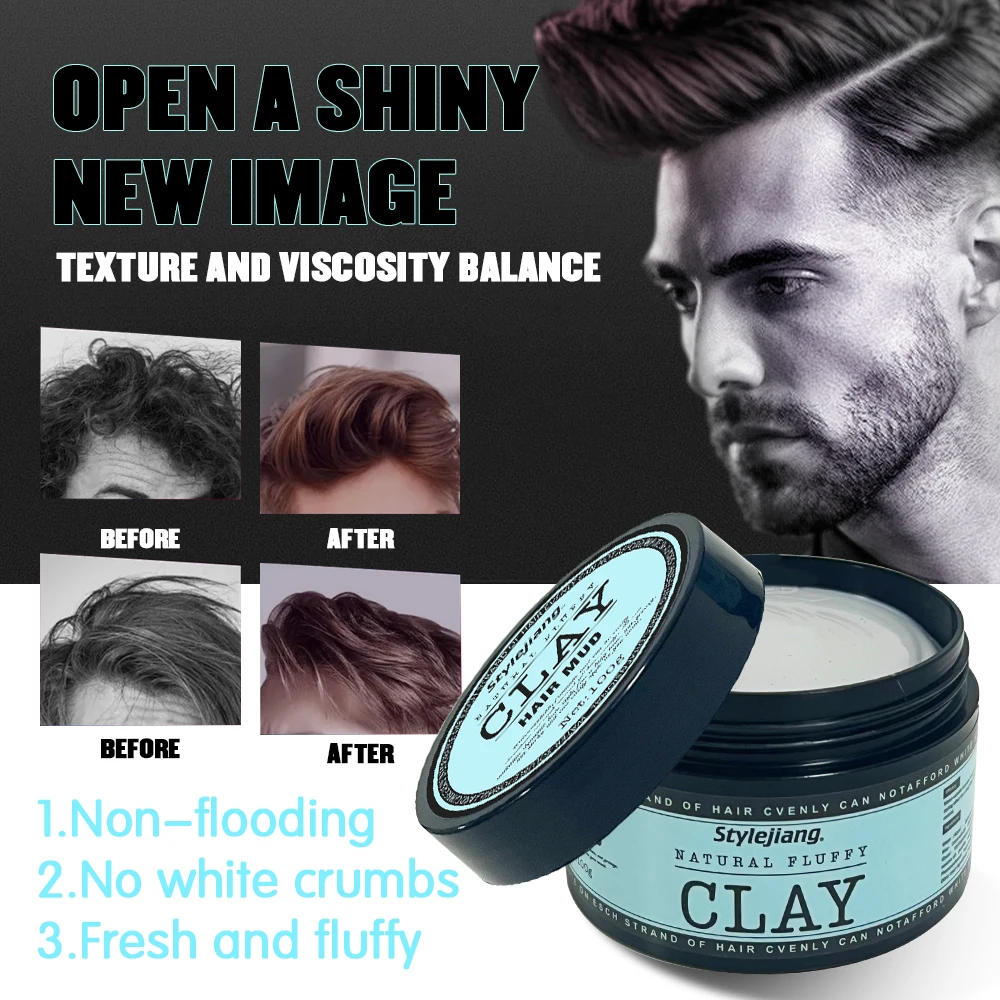 120ml Plastic Box Matt Clay All-Day Long Lasting Hold Hair Styling Pomade Wax for All Hair Types Hair Wax