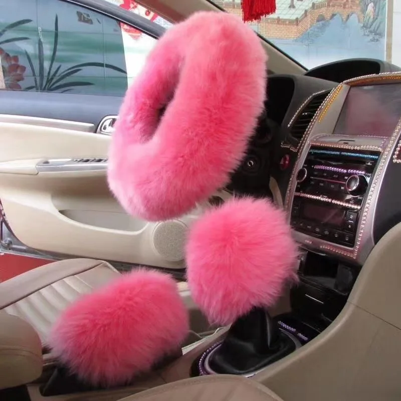 
Winter Super Soft Plush Car Steering Wheel Cover Universal Warm Faux Fur Auto Handlebar on the Steering Wheel Braid Beautiful 