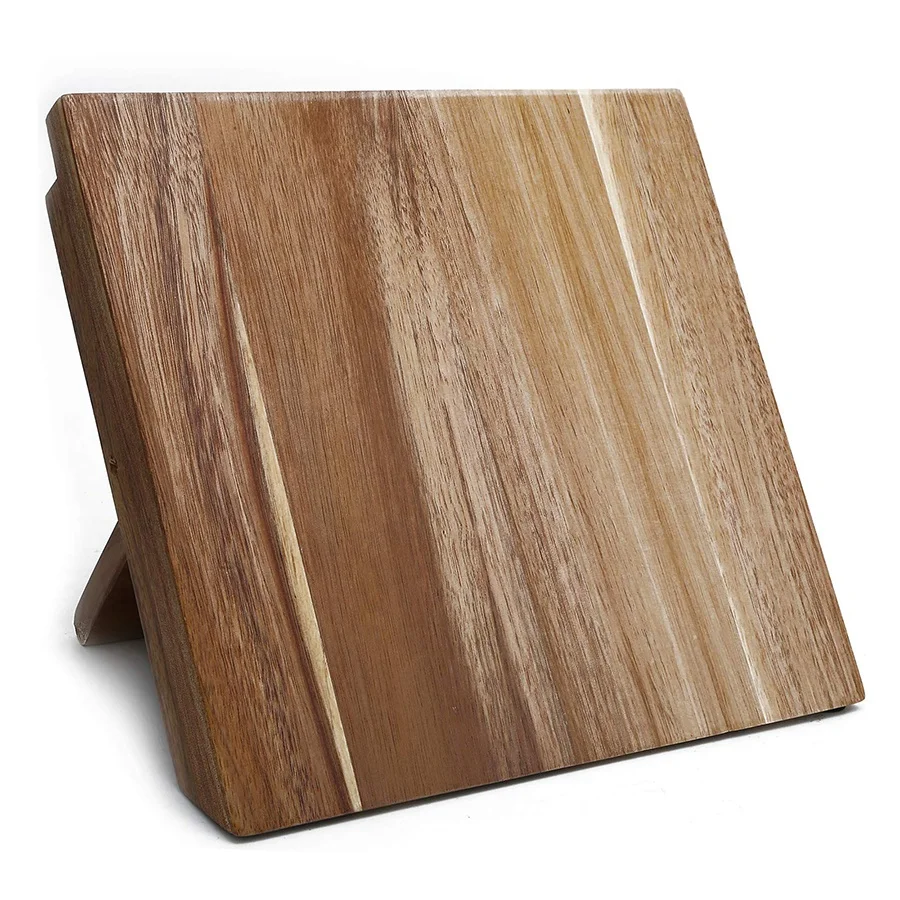 High Quality Acacia Wood Knife Holder Stand Wooden Magnetic Knife Block