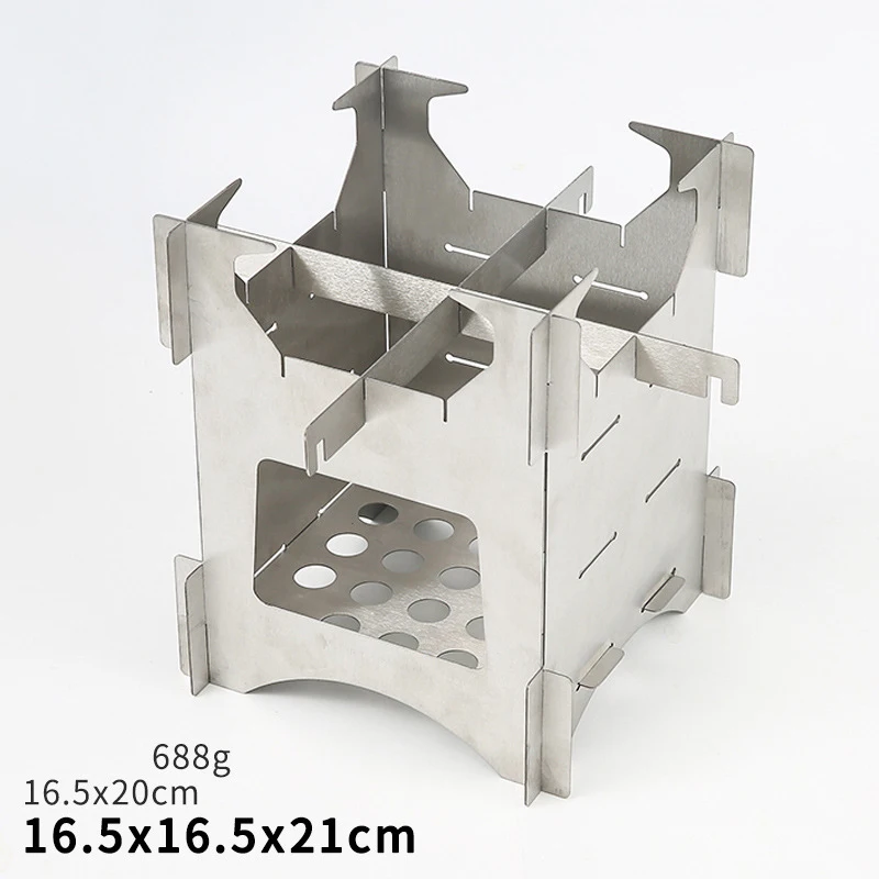 Stainless Steel Camping Cooking Cookware Set Lightweight Outdoor Camping Cookware Mess Kit for 1-2 Adult with Wood Stove