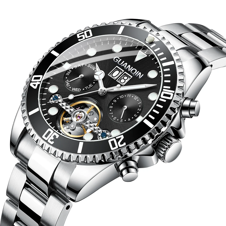 
waterproof luxury men tourbillon automatic mechanical stainless steel watches 