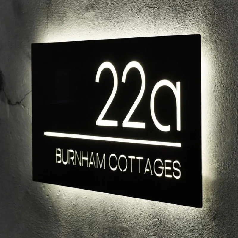 Custom Led house numbers Clear Acrylic Restroom Braille Toilet Door Plates Sign With Light For House Hotel Business