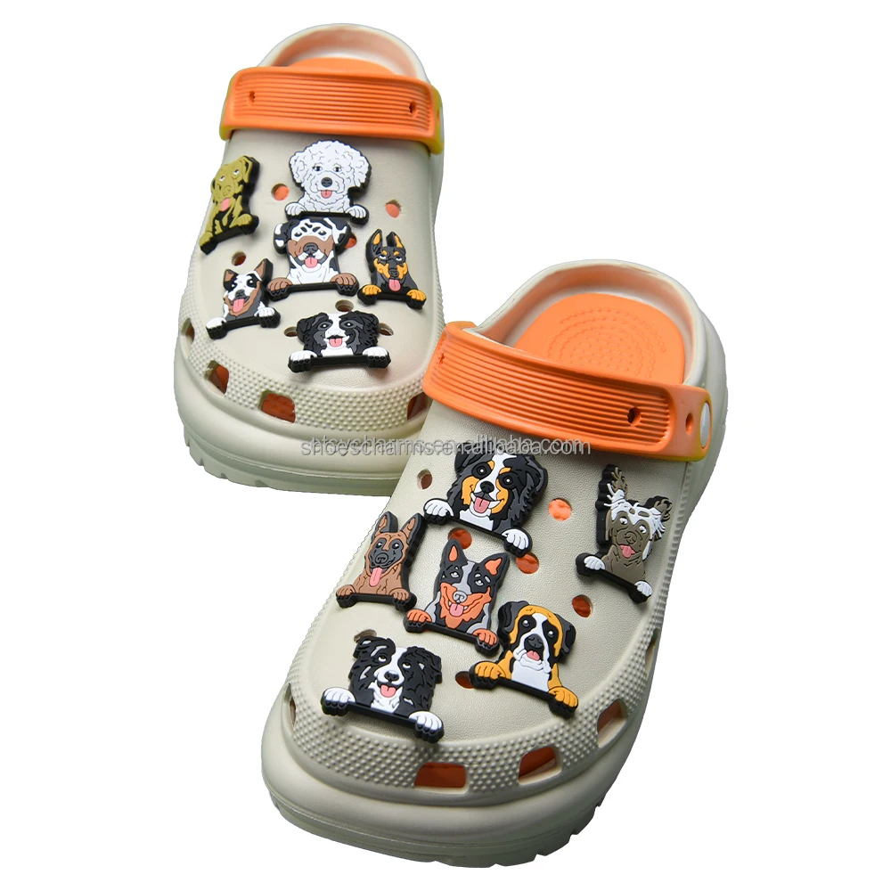 2024 Wholesale High Quality New Arrival Puppy dog family shoe charms for EVA beach clog shoes
