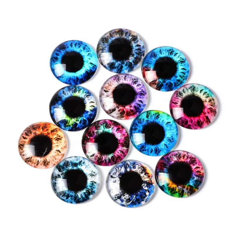 Mixed Style Round Glass Dragon Eye Gem Cover Cabochon for Dome Jewelry Finding Cameo Pendent Doll Making Fusible Glass Supplies