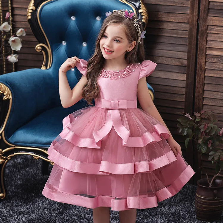
LFQ-209 New Baby Frocks Design Girl Beaded Performance Clothes Flower Girl Dresses Wedding Princess Baby Girls Party Dresses 