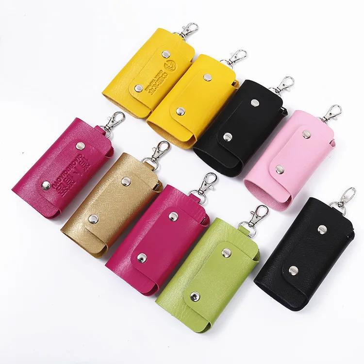 Wholesale Stock Pu Leather Holders Portable Organizer Fancy Car Key Case With Metal Ring For Promotion
