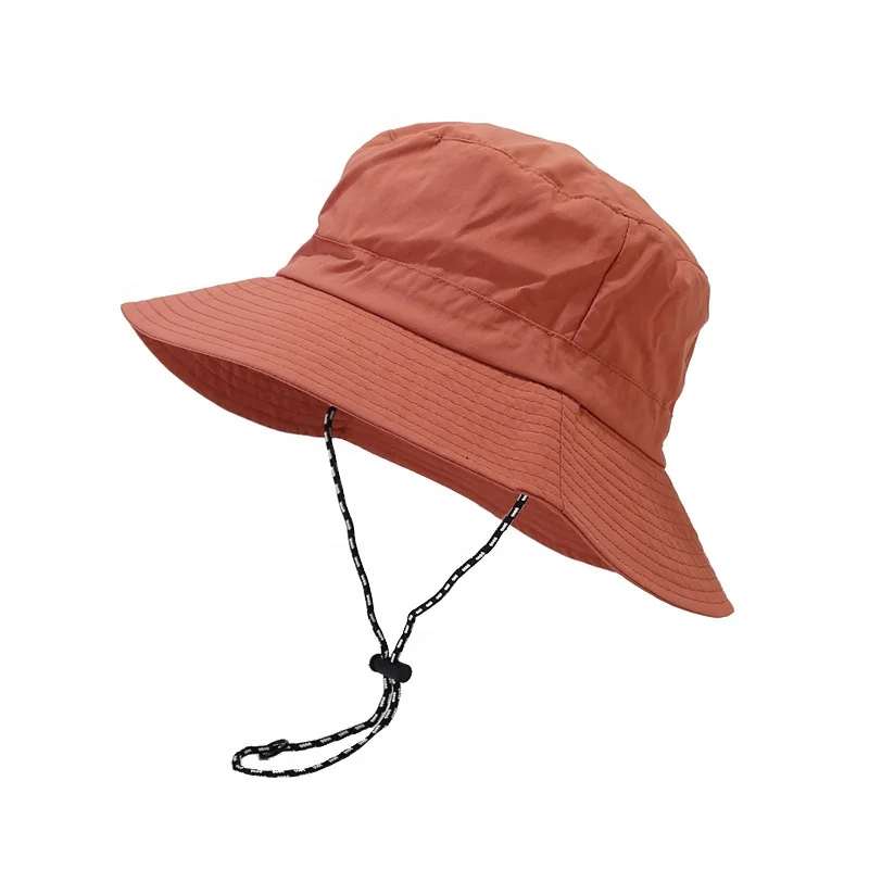 Khaki wide brim fisherman hat with string