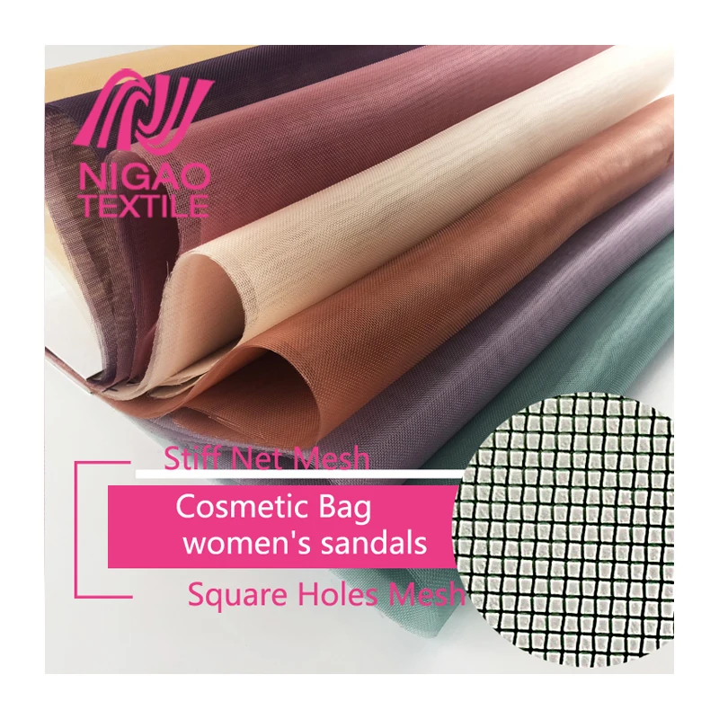 
Оптовая продажа, разноцветная жесткая Тюлевая ткань из 100 полиэстера, Жесткая сетка для косметички, женские сандалии 