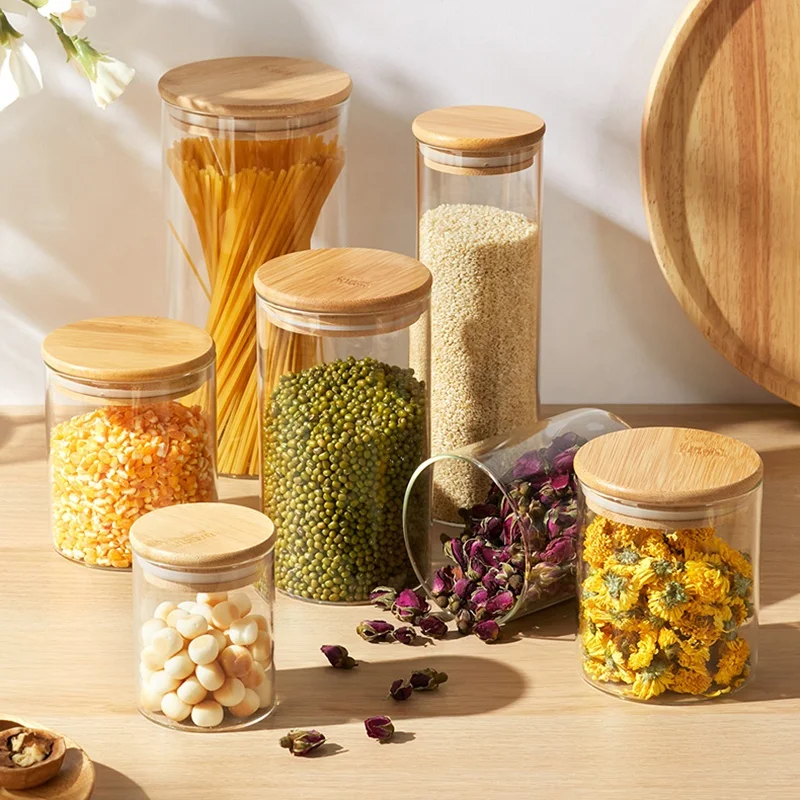 Factory Wholesale Glass Storage Jars Different Sizes Available Glass Container with Airtight Lid Sealed Glass Jar