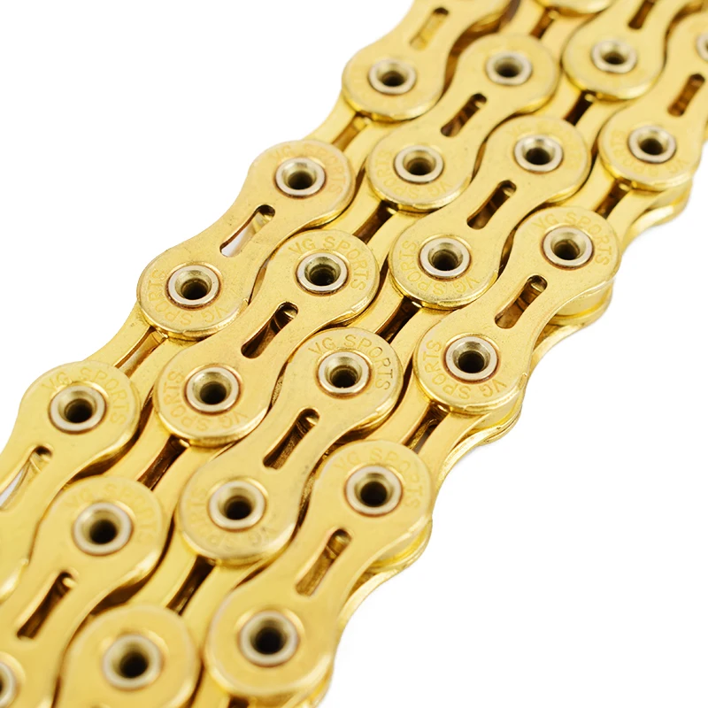 VG Sports Ultralight 8 9 10 11 Speed Bicycle Chain Mountain MTB Road Bike Chain Half/full Hollow 116L Silver Gold Bike Chains
