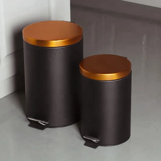 Galvanized Outdoor Waste Bin 12L-64L Round Trash Can With Lid Customized Metal Kitchen Bin