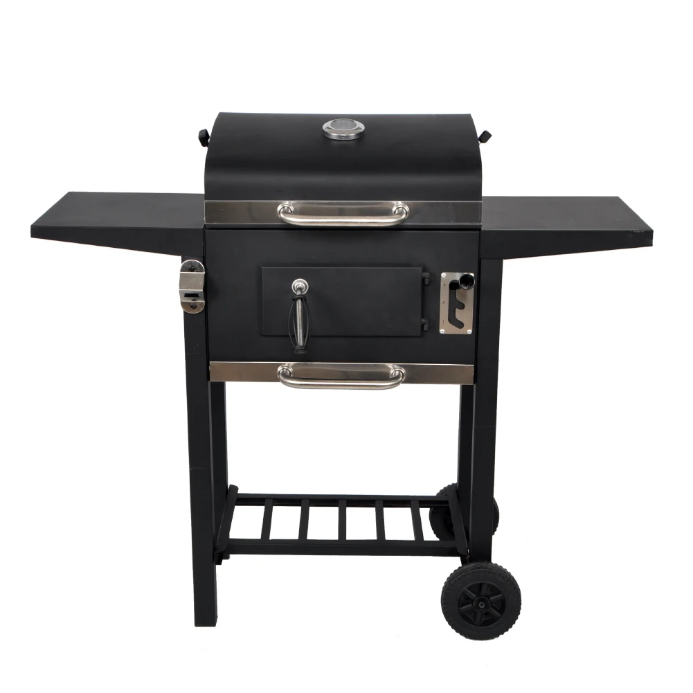 SEJR Charcoal BBQ Grill Trolley Food Smoker Barbeque Grill Outdoor with Double Side Table