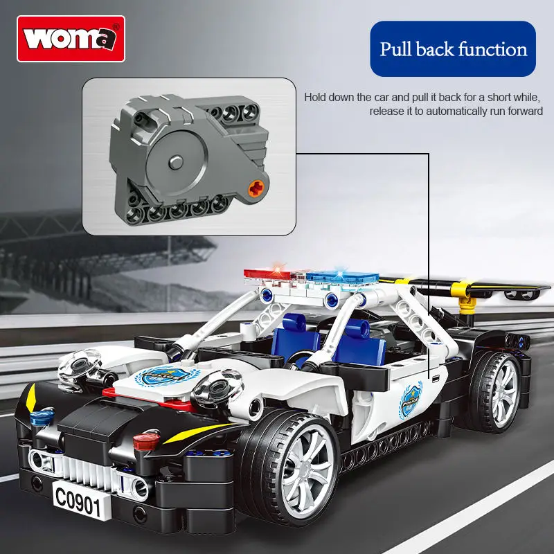 WOMA TOYS C0901 Assemble Car Building Block Brick Toy Police Model Car Educational Children Kid Toy