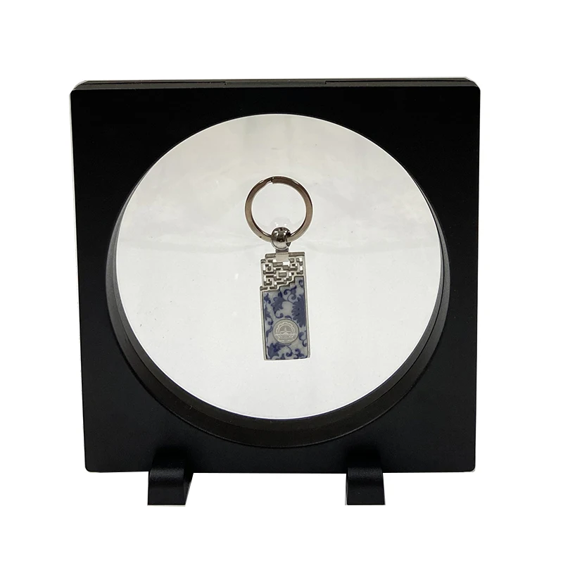 PET Membrane Jewelry Ring Pendant Display Stand Holder Bague Packaging Box Protect Jewellery & Stones Floating Presentation Case