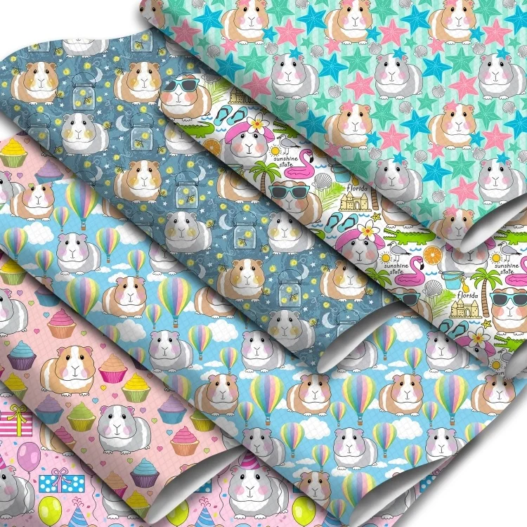 Animal Guinea Pig Printed Faux Leather Sheets Synthetic Leather Fabric Roll 30x140cm for DIY Earrings Hair Bows 34530