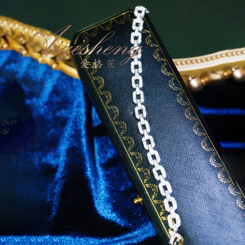 Aigesheng New Products Fine Jewelry Solid Gold Bracelet Natural Diamond 18K White Gold Real Bracelets