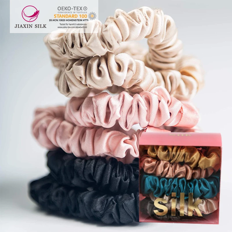 2022 High Quality Elastic Rubber Bands Ponytail Scrunchies Accessory 16MM Solid Color 100% Mulberry Silk Scrunchies For Hair
