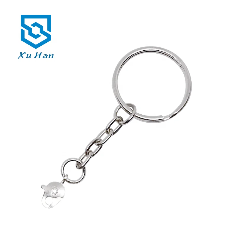 Wholesale metal split ring with chain lobster hook key ring