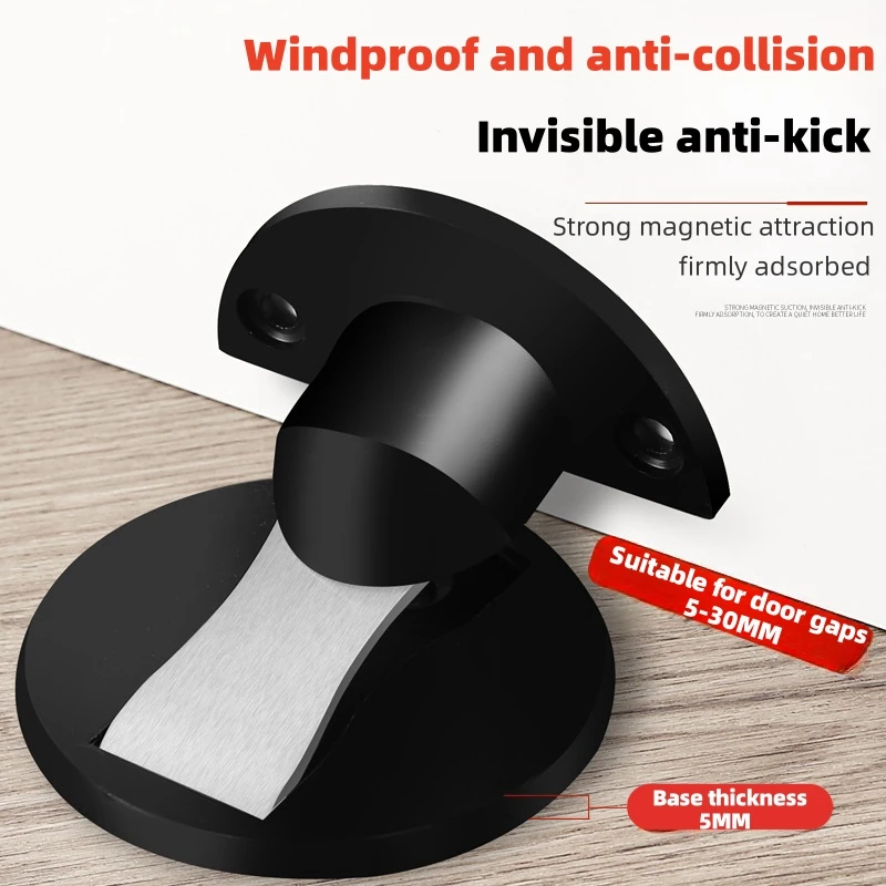 Magnetic Stainless Steel Glass Floor Door Stopper Adjustable Outside Decorative Magnet Door Stop