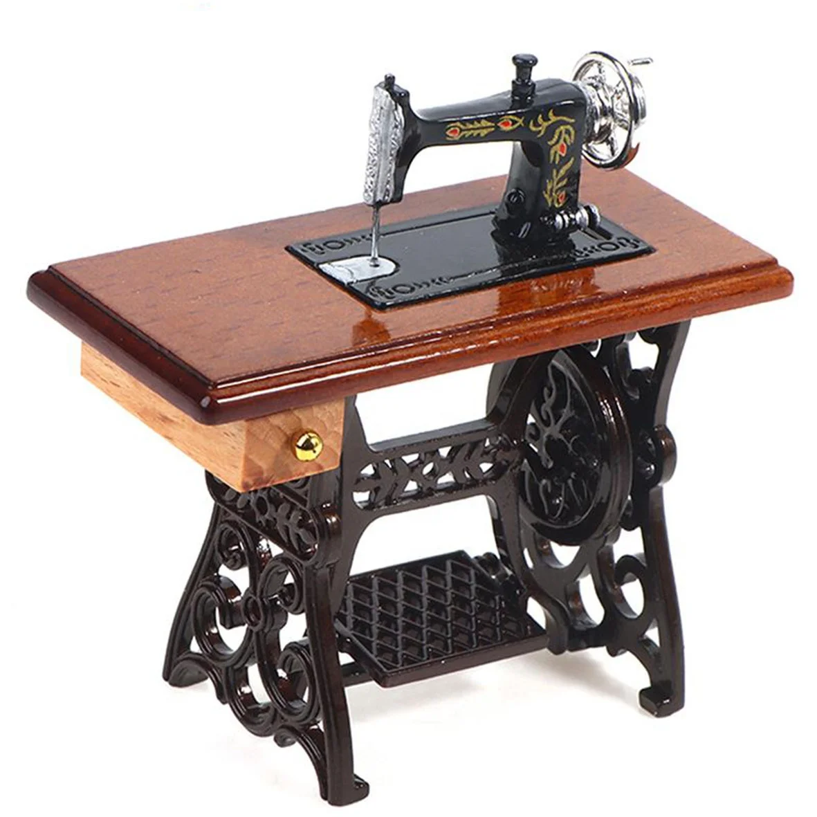 1:12 Dollhouse Decor Miniature Furniture Vintage Sewing Machine Toy Accessories for Dolls House Toys for Kids Pretend Toys